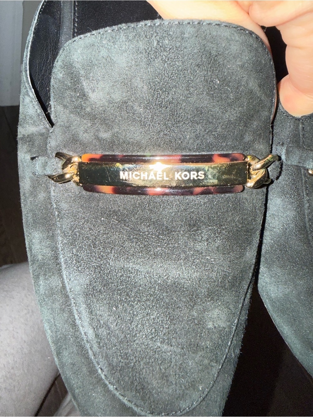 Michael Kors Black Suede Slip-On Mule Loafers - Picture 4 of 5